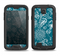 The Blue & White Floral Sketched Lace Patterns v21 Samsung Galaxy S4 LifeProof Fre Case Skin Set