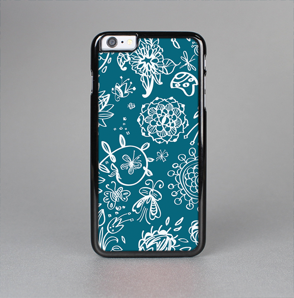 The Blue & White Floral Sketched Lace Patterns v21 Skin-Sert Case for the Apple iPhone 6 Plus