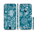 The Blue & White Floral Sketched Lace Patterns v21 Sectioned Skin Series for the Apple iPhone 6s Plus