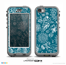 The Blue & White Floral Sketched Lace Patterns v21 Skin for the iPhone 5c nüüd LifeProof Case