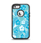 The Blue & White Hawaiian Floral Pattern V4 Apple iPhone 5-5s Otterbox Defender Case Skin Set
