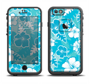 The Blue & White Hawaiian Floral Pattern V4 Apple iPhone 6/6s LifeProof Fre Case Skin Set
