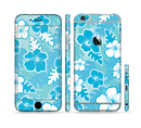 The Blue & White Hawaiian Floral Pattern V4 Sectioned Skin Series for the Apple iPhone 6/6s Plus