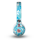 The Blue & White Hawaiian Floral Pattern V4 Skin for the Beats by Dre Mixr Headphones