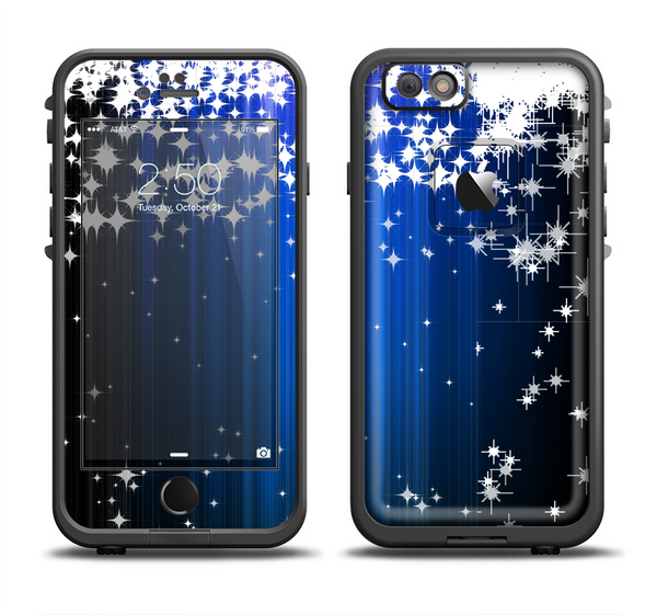 The Blue & White Rain Shimmer Strips Apple iPhone 6 LifeProof Fre Case Skin Set