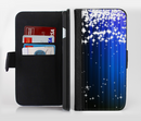 The Blue & White Rain Shimmer Strips Ink-Fuzed Leather Folding Wallet Credit-Card Case for the Apple iPhone 6/6s, 6/6s Plus, 5/5s and 5c