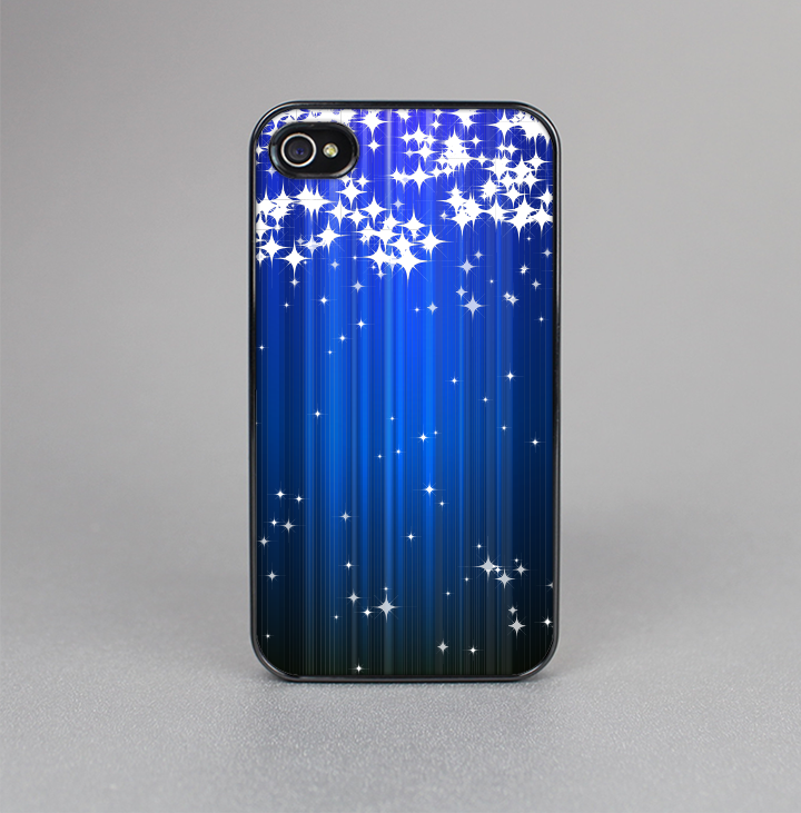 The Blue & White Rain Shimmer Strips Skin-Sert for the Apple iPhone 4-4s Skin-Sert Case