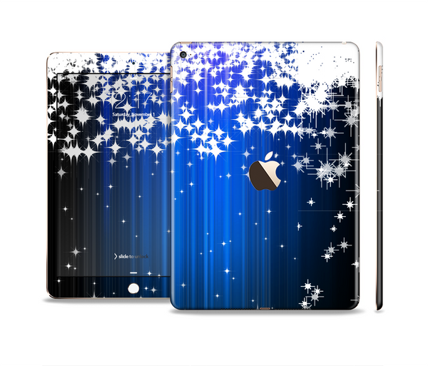 The Blue & White Rain Shimmer Strips Skin Set for the Apple iPad Air 2