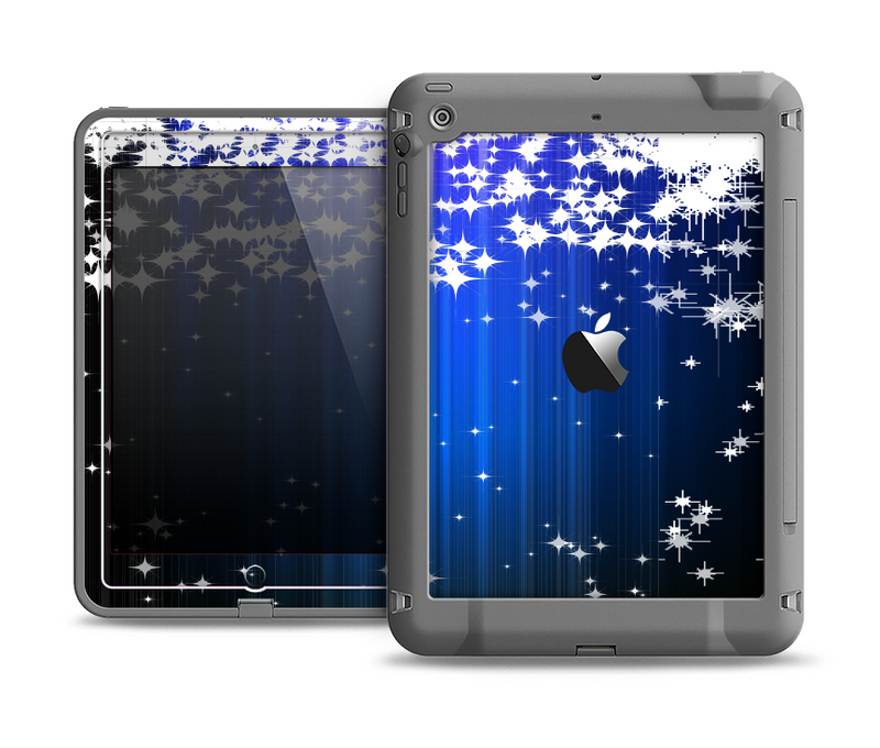 The Blue & White Rain Shimmer Strips Apple iPad Air LifeProof Fre Case Skin Set