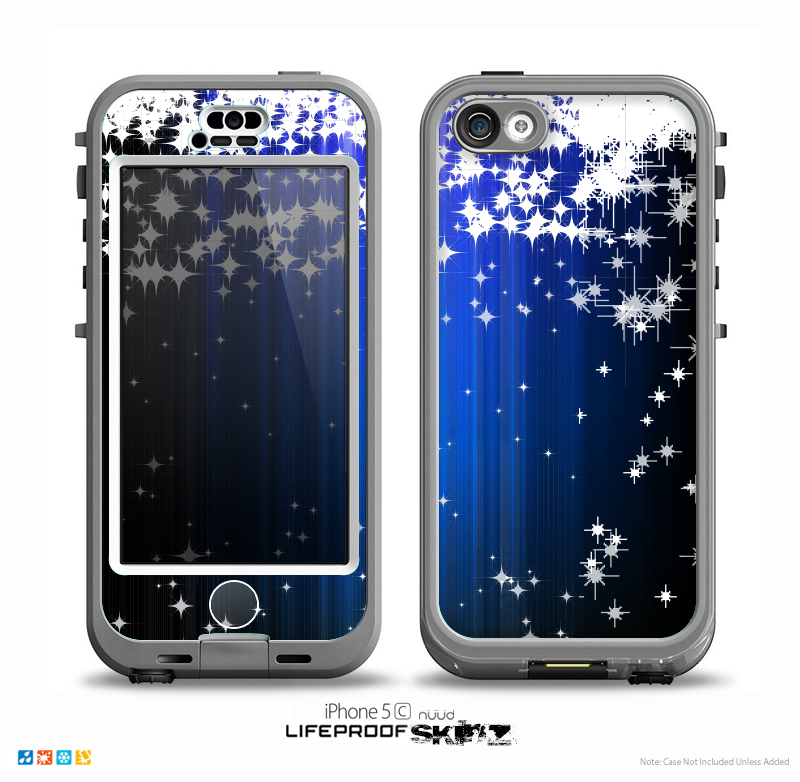 The Blue & White Rain Shimmer Strips Skin for the iPhone 5c nüüd LifeProof Case