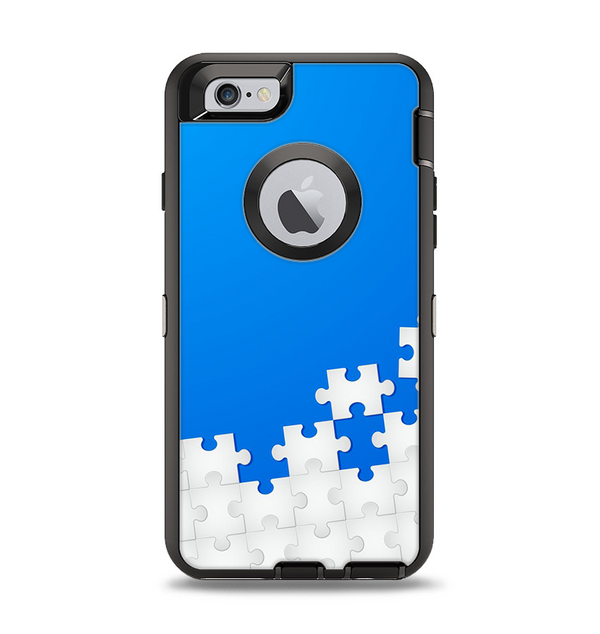 The Blue & White Scattered Puzzle Apple iPhone 6 Otterbox Defender Case Skin Set