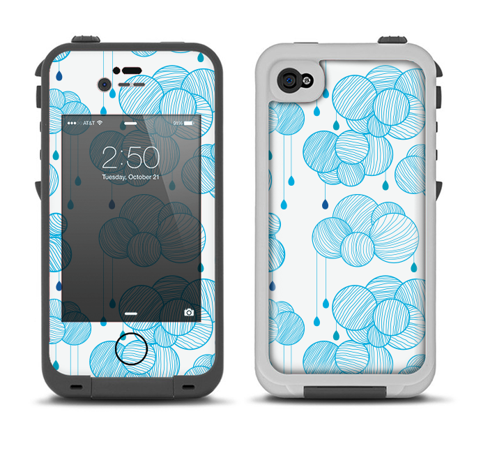 The Blue & White Seamless Ball Illustration Apple iPhone 4-4s LifeProof Fre Case Skin Set
