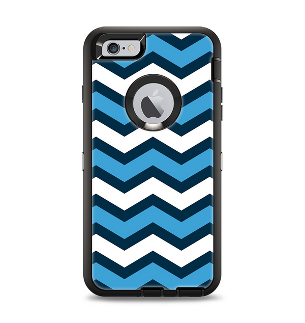 The Blue Wide Chevron Pattern Apple iPhone 6 Plus Otterbox Defender Case Skin Set