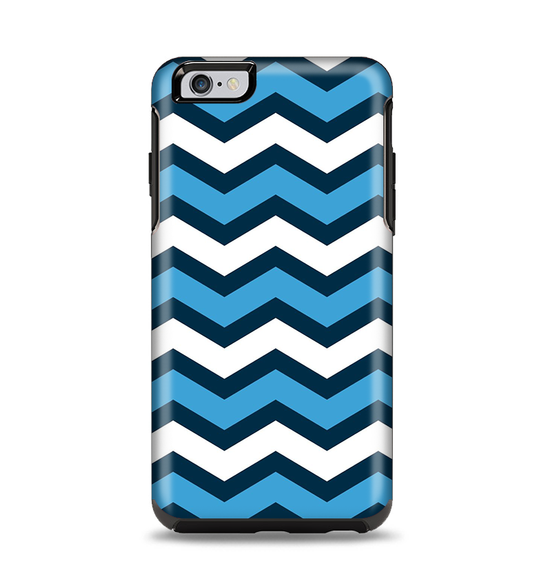 The Blue Wide Chevron Pattern Apple iPhone 6 Plus Otterbox Symmetry Case Skin Set
