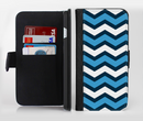 The Blue Wide Chevron Pattern Ink-Fuzed Leather Folding Wallet Credit-Card Case for the Apple iPhone 6/6s, 6/6s Plus, 5/5s and 5c