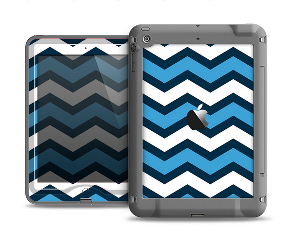 The Blue Wide Chevron Pattern Apple iPad Mini LifeProof Nuud Case Skin Set