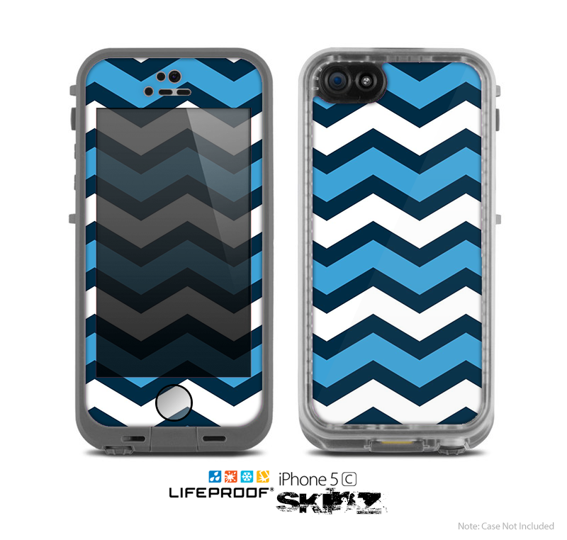 The Blue Wide Chevron Pattern Skin for the Apple iPhone 5c LifeProof Case