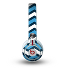 The Blue Wide Chevron Pattern Skin for the Beats by Dre Mixr Headphones