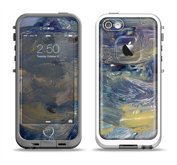 The Blue & Yellow Abstract Oil Painting Apple iPhone 5-5s LifeProof Fre Case Skin Set