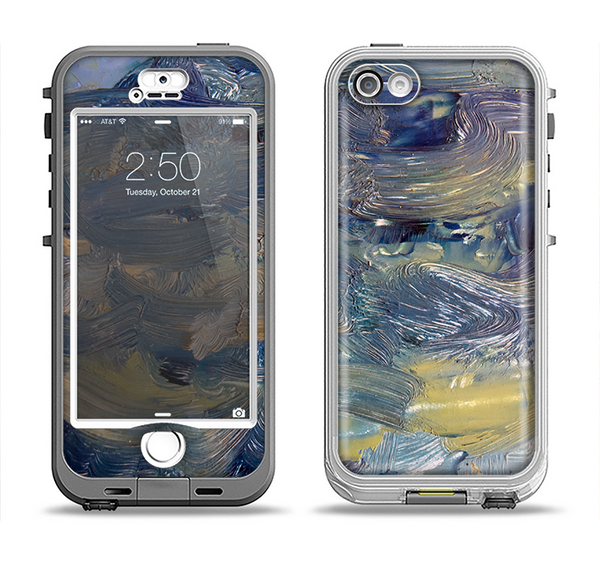 The Blue & Yellow Abstract Oil Painting Apple iPhone 5-5s LifeProof Nuud Case Skin Set
