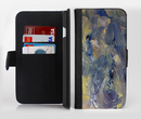The Blue & Yellow Abstract Oil Painting Ink-Fuzed Leather Folding Wallet Credit-Card Case for the Apple iPhone 6/6s, 6/6s Plus, 5/5s and 5c