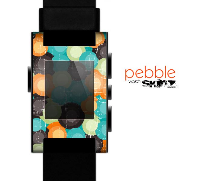 The Blue & Orange Abstract Polka Dots Skin for the Pebble SmartWatch