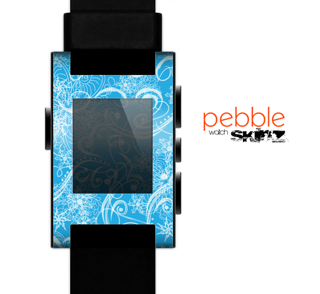 The Blue & White Abstract Swirly Pattern Skin for the Pebble SmartWatch