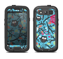 The Blue and Black Branches with Abstract Big Eyed Owls Samsung Galaxy S4 LifeProof Fre Case Skin Set