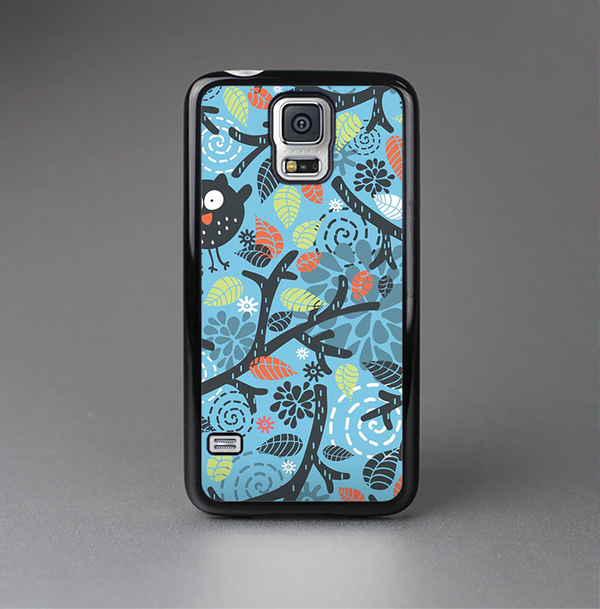 The Blue and Black Branches with Abstract Big Eyed Owls Skin-Sert Case for the Samsung Galaxy S5