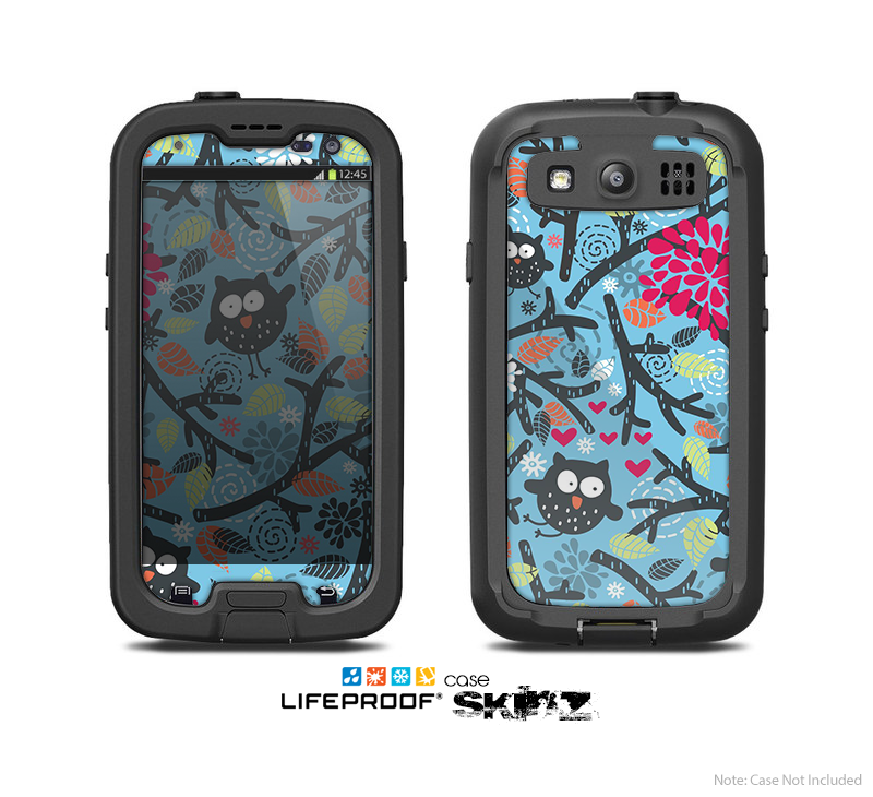 The Blue and Black Branches with Abstract Big Eyed Owls Skin For The Samsung Galaxy S3 LifeProof Case