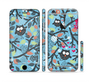 The Blue and Black Branches with Abstract Big Eyed Owls Sectioned Skin Series for the Apple iPhone 6s Plus
