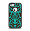 The Blue and Brown Elegant Lace Pattern Apple iPhone 5-5s Otterbox Defender Case Skin Set