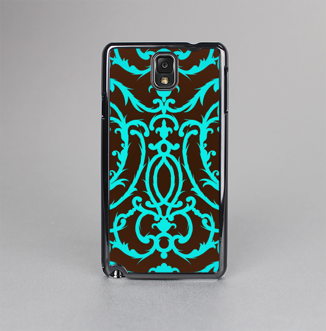 The Blue and Brown Elegant Lace Pattern Skin-Sert Case for the Samsung Galaxy Note 3