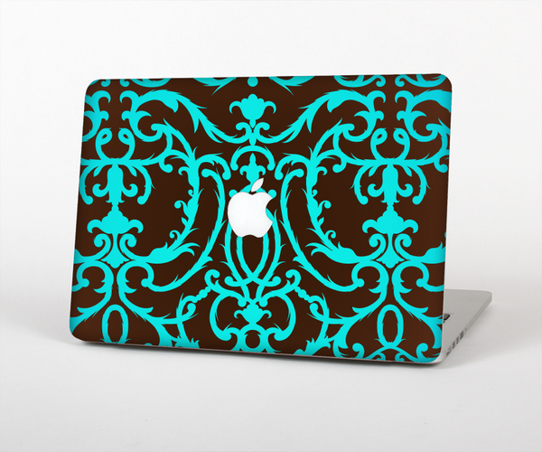 The Blue and Brown Elegant Lace Pattern Skin Set for the Apple MacBook Air 11"