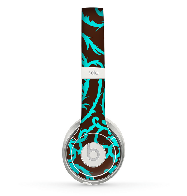 The Blue and Brown Elegant Lace Pattern Skin for the Beats by Dre Solo 2 Headphones