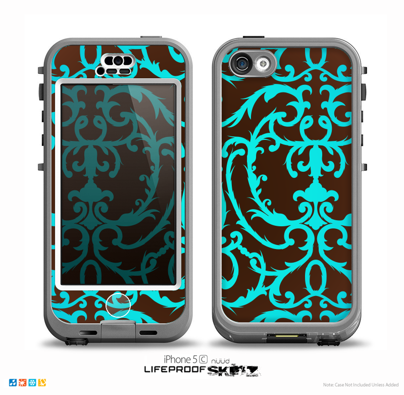 The Blue and Brown Elegant Lace Pattern Skin for the iPhone 5c nüüd LifeProof Case