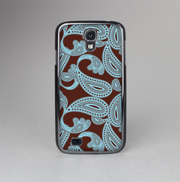 The Blue and Brown Paisley Pattern V4 Skin-Sert Case for the Samsung Galaxy S4