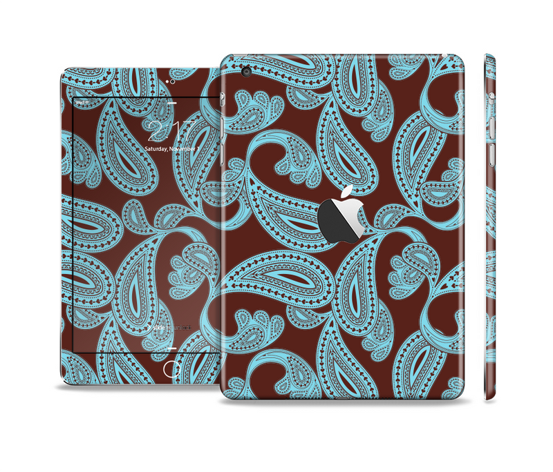 The Blue and Brown Paisley Pattern V4 Skin Set for the Apple iPad Mini 4