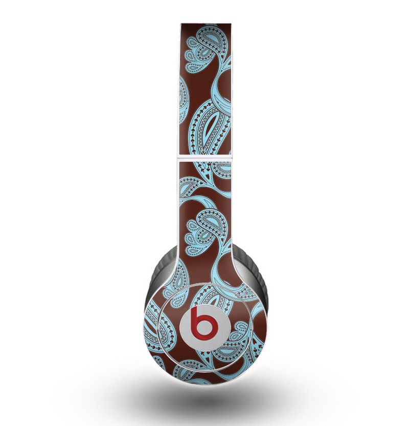 The Blue and Brown Paisley Pattern V4 Skin for the Beats by Dre Original Solo-Solo HD Headphones