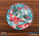 The Blue and Coral Butterfly Abstract Skinned Foam-Backed Coaster Set