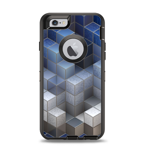 The Blue and Gray 3D Cubes Apple iPhone 6 Otterbox Defender Case Skin Set