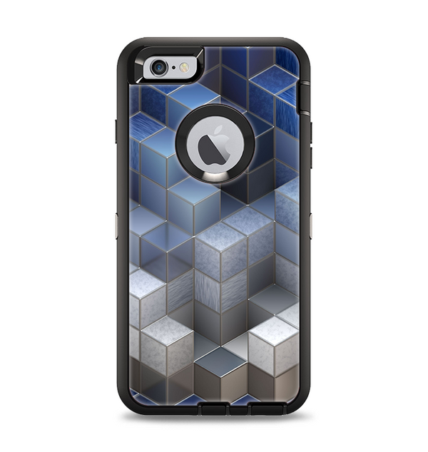 The Blue and Gray 3D Cubes Apple iPhone 6 Plus Otterbox Defender Case Skin Set