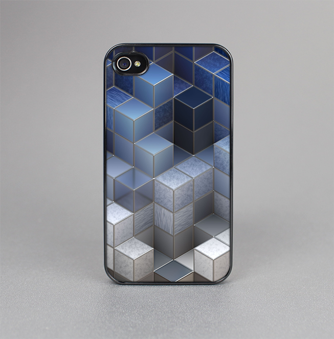 The Blue and Gray 3D Cubes Skin-Sert for the Apple iPhone 4-4s Skin-Sert Case