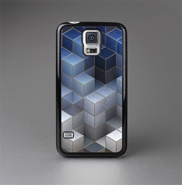 The Blue and Gray 3D Cubes Skin-Sert Case for the Samsung Galaxy S5
