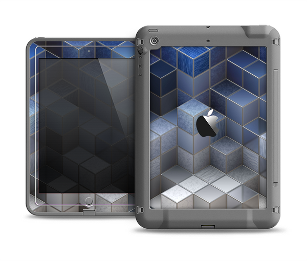 The Blue and Gray 3D Cubes Apple iPad Mini LifeProof Fre Case Skin Set