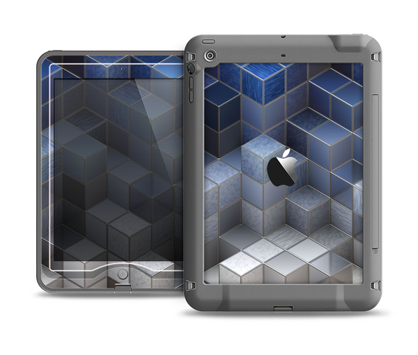 The Blue and Gray 3D Cubes Apple iPad Mini LifeProof Nuud Case Skin Set