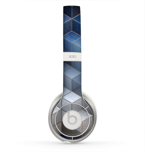 The Blue and Gray 3D Cubes Skin for the Beats by Dre Solo 2 Headphones