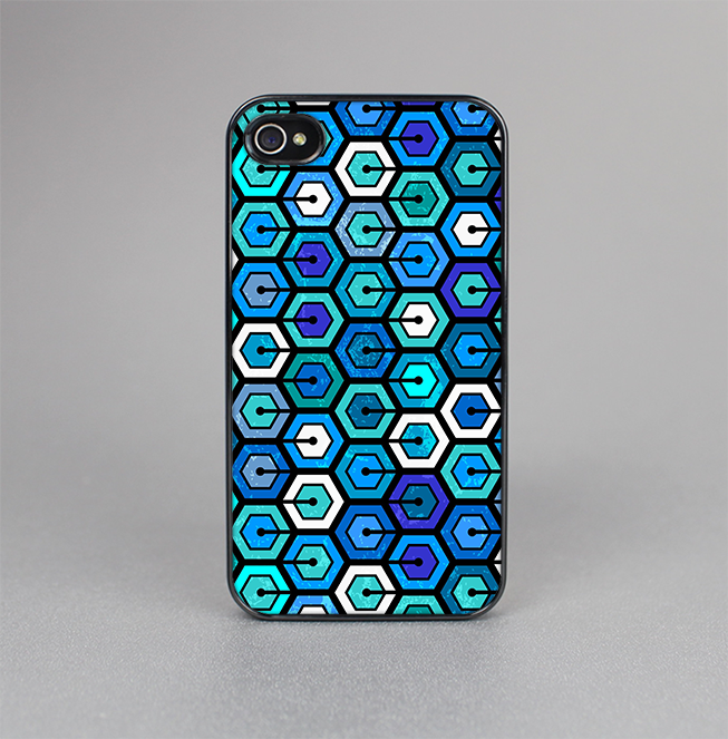 The Blue and Green Vibrant Hexagons Skin-Sert for the Apple iPhone 4-4s Skin-Sert Case