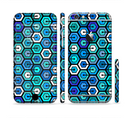 The Blue and Green Vibrant Hexagons Sectioned Skin Series for the Apple iPhone 6s Plus
