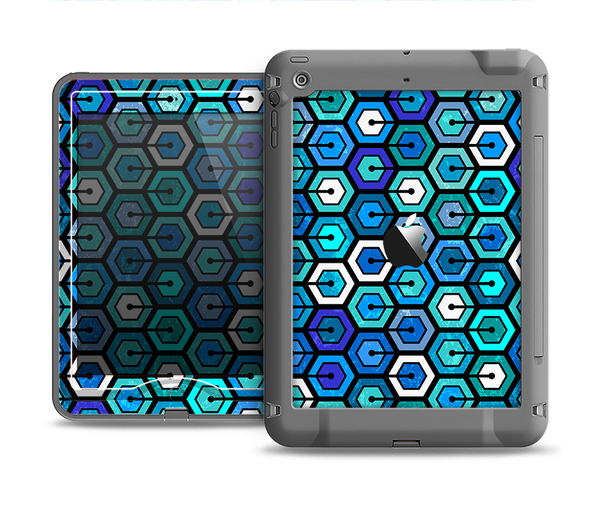 The Blue and Green Vibrant Hexagons Apple iPad Mini LifeProof Nuud Case Skin Set